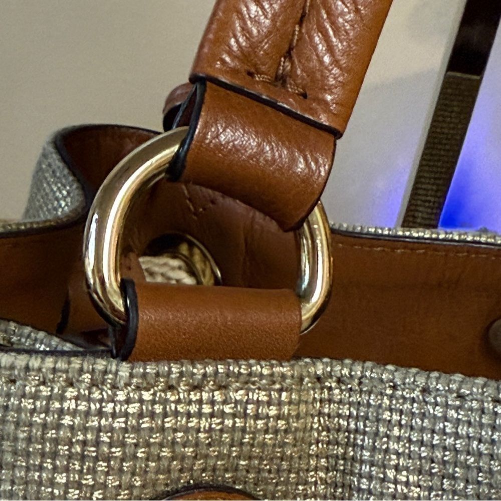 Michael Michael Kors Marina Large Metallic Canvas Tote in Gold and Brown - Picture 6 of 14